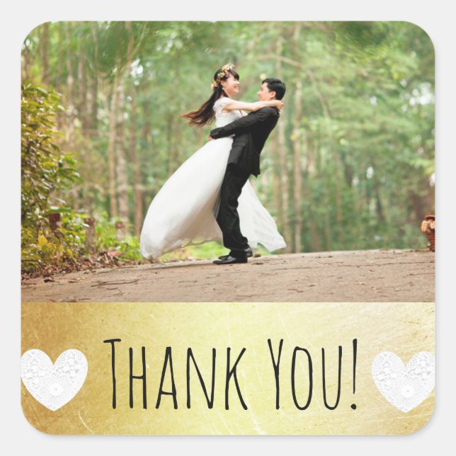 Thank You Sticker with your Wedding photo (Front)