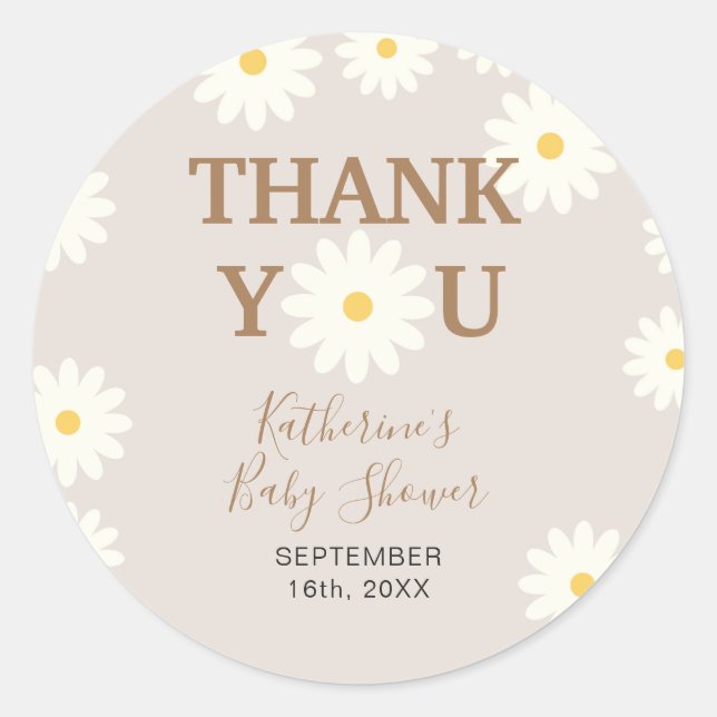 Thank You Stickers Bohemian Daisy Floral (Front)