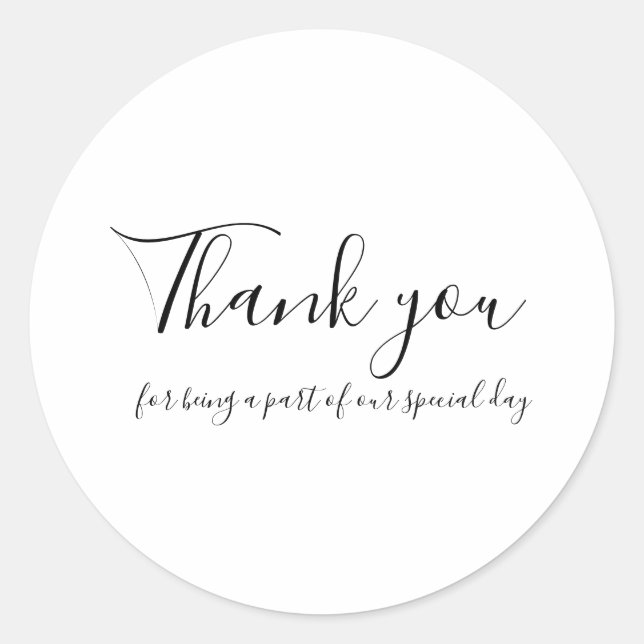 Thank You Stickers for Wedding Favours (Front)