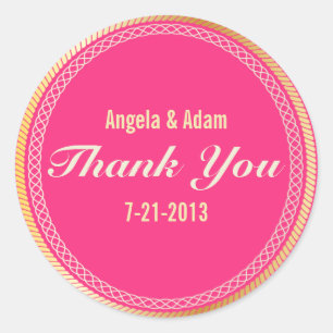 Thank You Stickers in Gold and Pink Ivory
