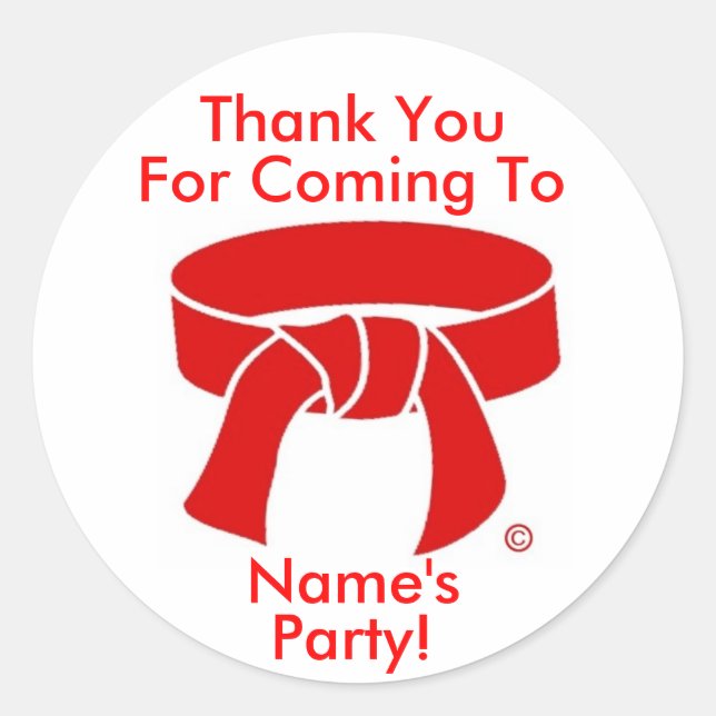 Thank You Stickers Martial Arts Red Belt (Front)