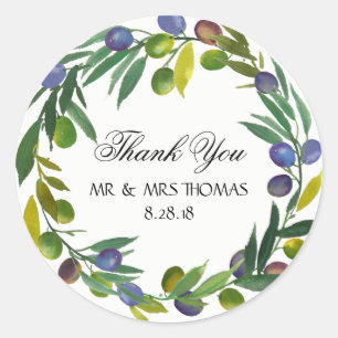 Thank you stickers olives personalise them