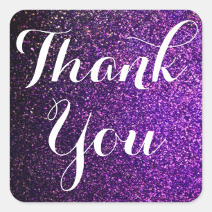 thank you stickers purple glitter