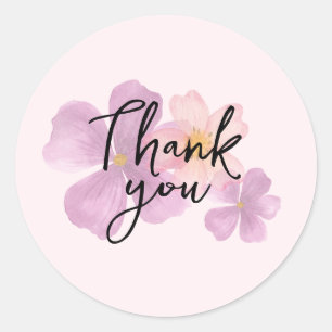 Thank You Stickers - Purple Watercolor Flower