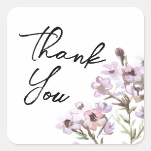 Thank You Stickers - Purple Watercolor Flower