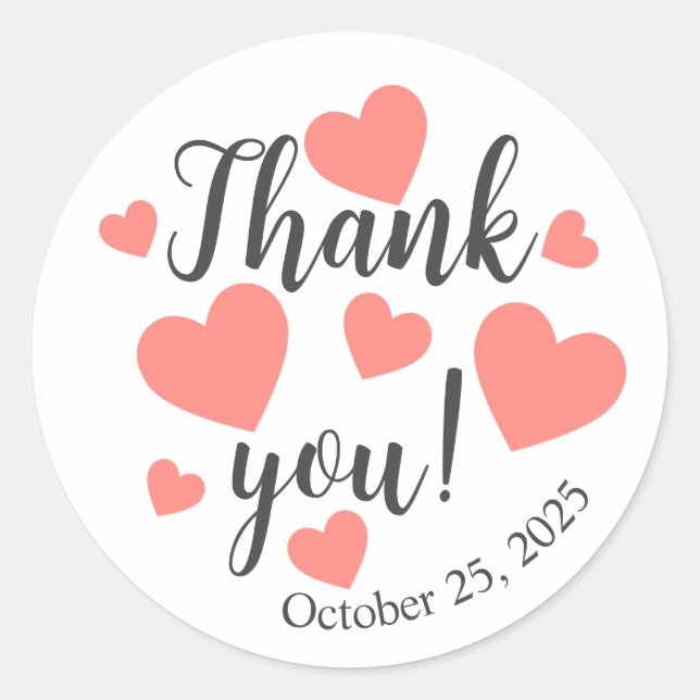 Thank You Stickers with Hearts  (Front)