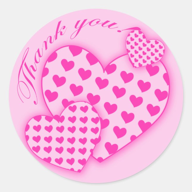 Thank You Stickers with Pink Hearts (Front)