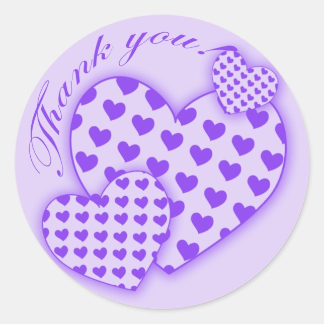 Thank You Stickers with Purple Hearts (Front)