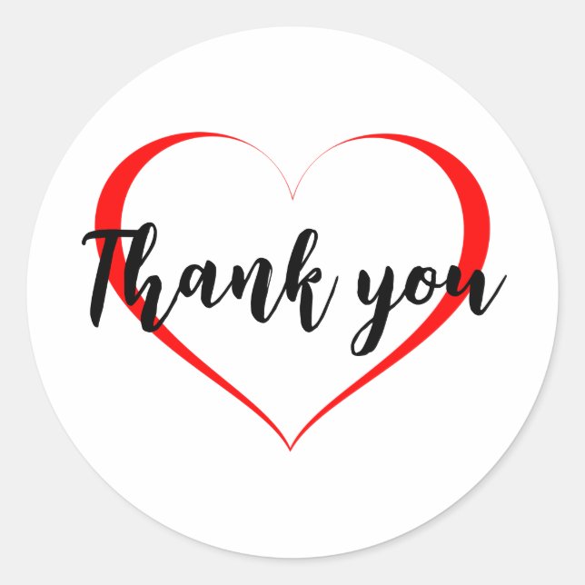 Thank you stickers with red heart (Front)