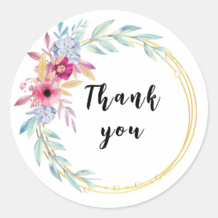 Thank you stickers with wreath
