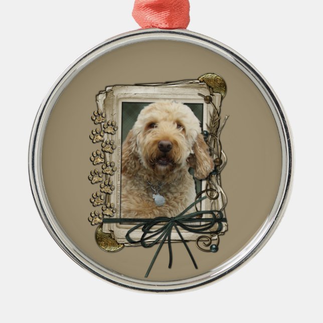 Thank You - Stone Paws - GoldenDoodle Metal Tree Decoration (Front)