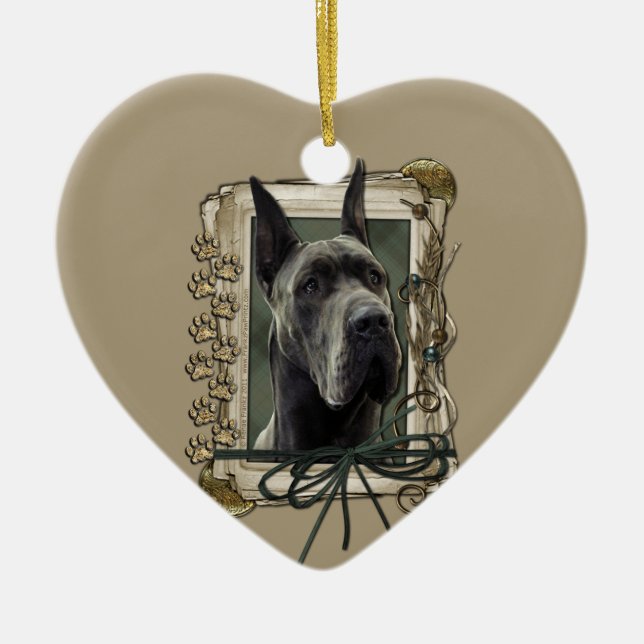 Thank You - Stone Paws - Great Dane - Grey Ceramic Tree Decoration (Front)