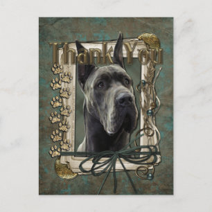 Thank You - Stone Paws - Great Dane - Grey Postcard