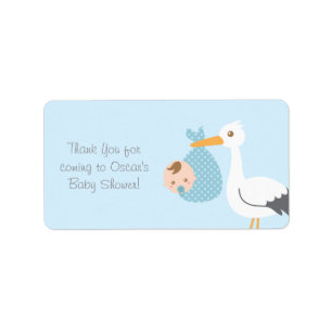 Thank You Stork Delivers Cute Baby Boy Label