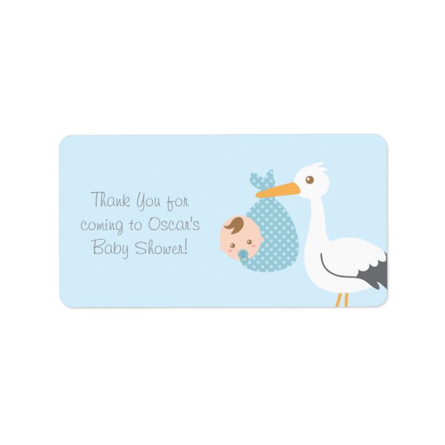 Thank You Stork Delivers Cute Baby Boy Label (Front)