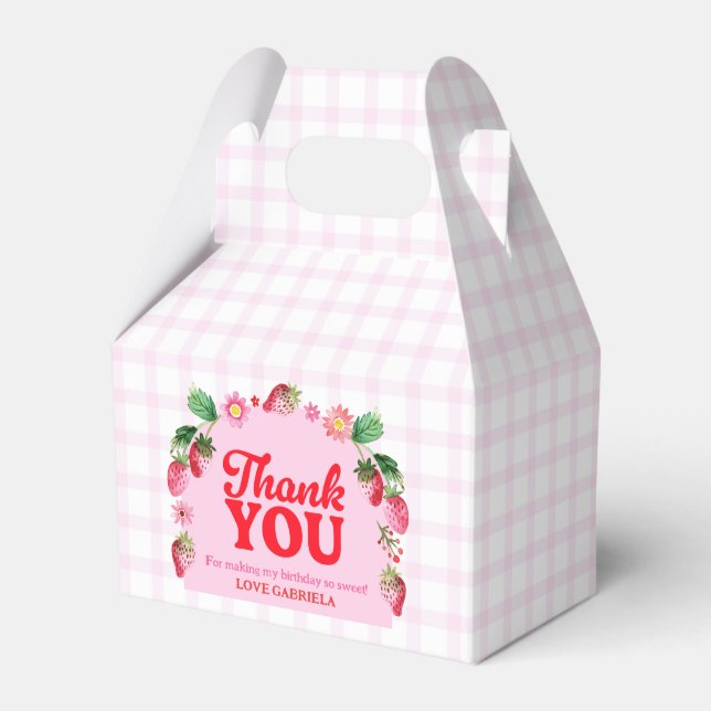 Thank You Strawberry Berry First Birthday  Favour Box (Front Side)