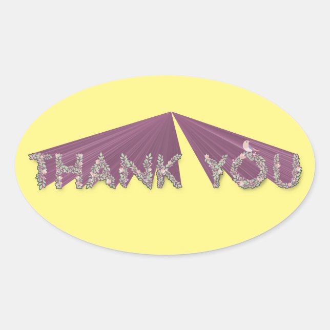 Thank You Stretched Floral Oval Sticker (Front)