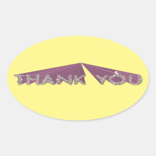 Thank You Stretched Floral Oval Sticker