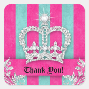 Thank You Stripes Grad Jewellery Pink Crown Blue Square Sticker