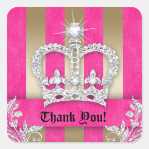 Thank You Stripes Sticker Jewellery Pink Crown Gol