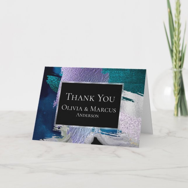 Thank You | Stunning Black Silver Teal Lilac Paint (Front)