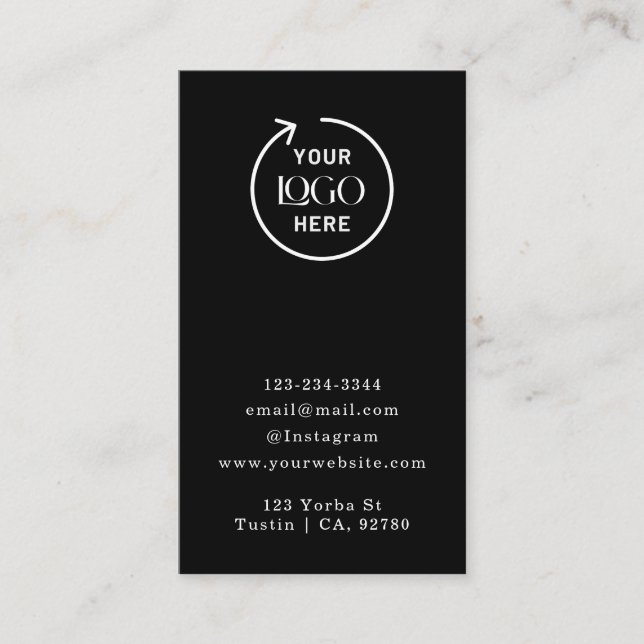 Thank You | Stylish Black Modern Logo Business Discount Card (Front)