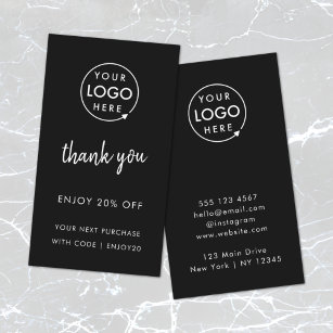 Thank You   Stylish Black Modern Logo Business Discount Card