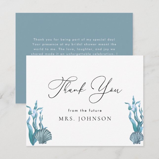 Thank You Stylish Nautical Shell Bridal Shower (Front/Back)