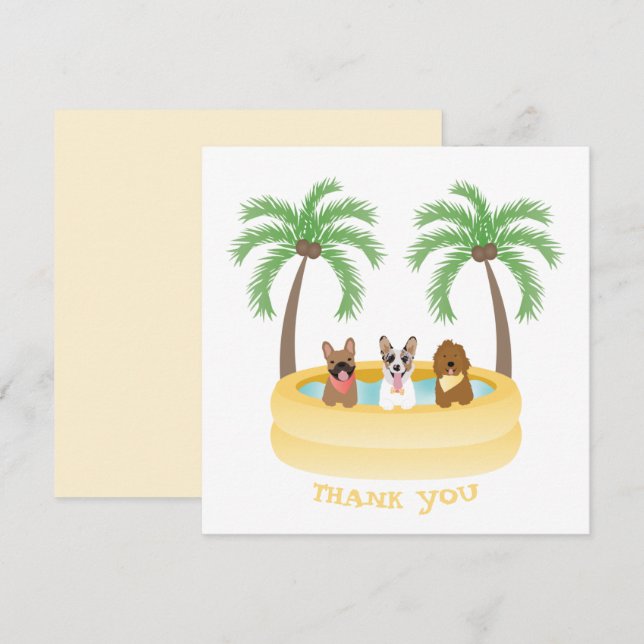 Thank You Summer Dogs Swimming Pool Card (Front/Back)