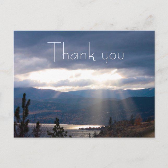 Thank You Sun Rays Lakeshore Storm Clouds Postcard (Front)
