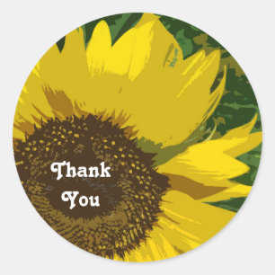 Thank You Sunflower Artistic Bright Yellow Flower Classic Round Sticker