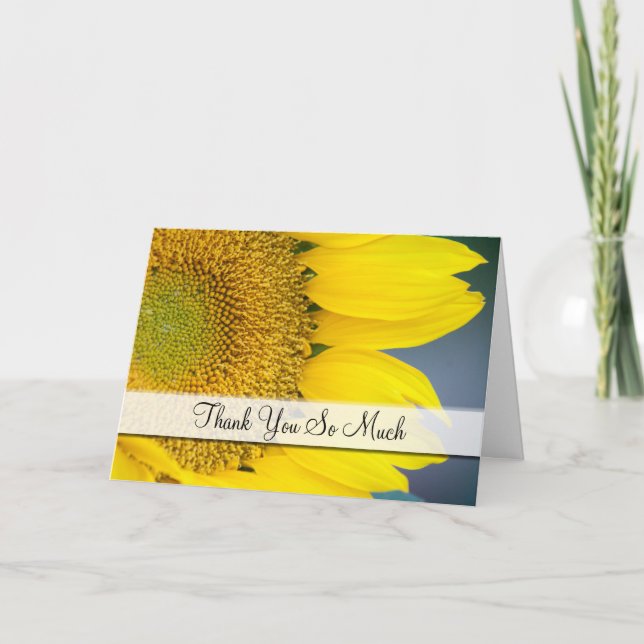 Thank You Sunflower Close Up Photograph Card (Front)