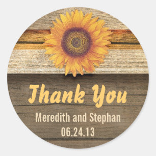 thank you sunflower wedding stickers