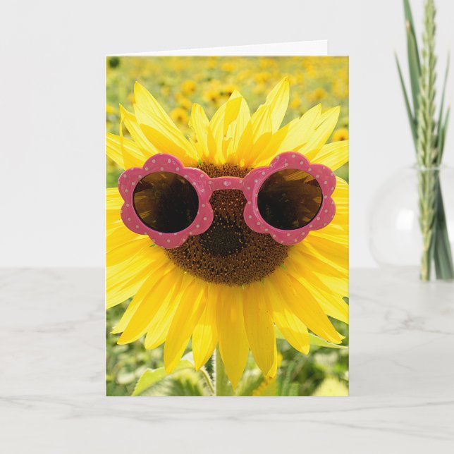 Thank You Sunflower with Pink Sunglasses  (Front)