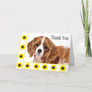 Thank You Sunflowers Cavalier King Charles Spaniel Card