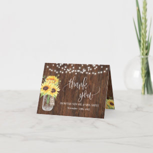 Thank You Sunflowers Country Bridal Wedding Card