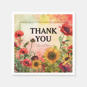 🌻Thank You Sunny Petals & Scarlet Blooms Napkin