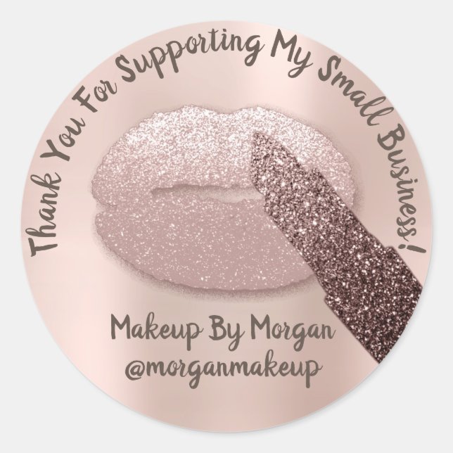 Thank You Support Small Business Makeup Artist Kis Classic Round Sticker (Front)