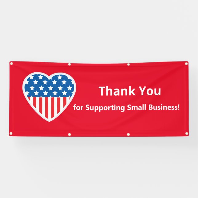 Thank You Support Small Business Patriotic Banner (Horizontal)