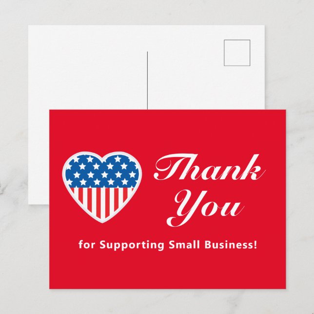 Thank You Support Small Business Patriotic  Postcard (Front/Back)