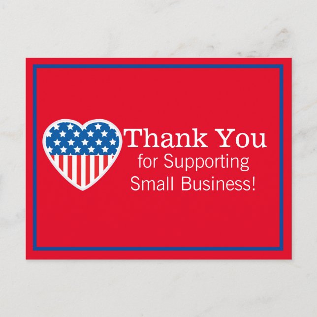 Thank You Supporting Small Business Patriotic Postcard (Front)