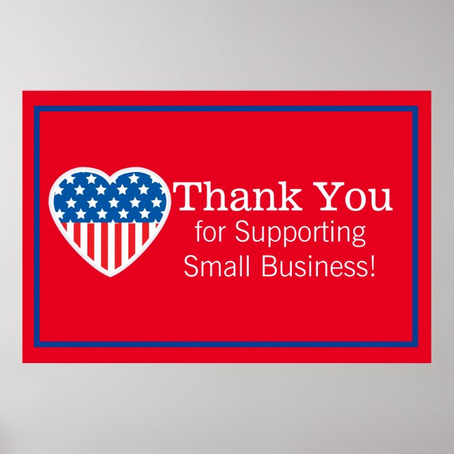Thank You Supporting Small Business Patriotic  Poster (Front)