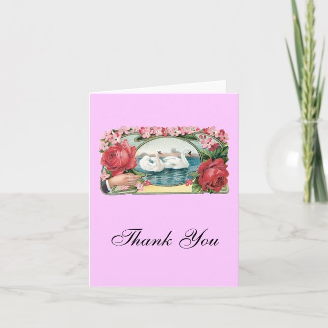Thank You Swans and Roses Art Card (Front)