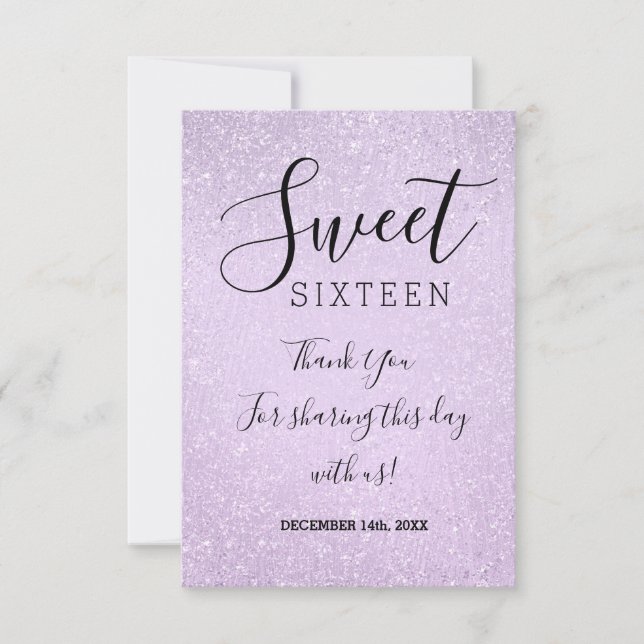 Thank You Sweet 16 Birthday Lavender Glitter Paint (Front)