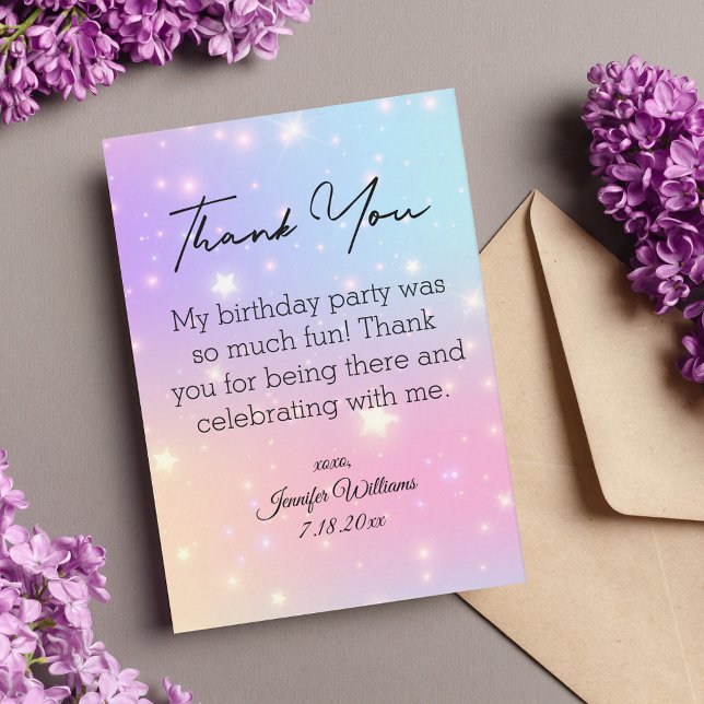  thank you sweet 16 colourful holographic stars card (Creator Uploaded)