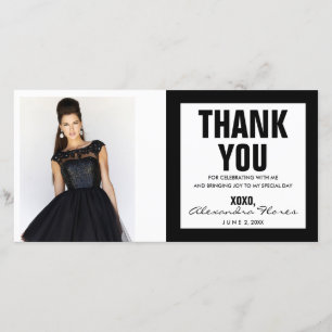 Thank You Sweet 16 Photo Card Modern Black & White