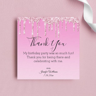 thank you sweet 16 pink dripping glitters stylish card