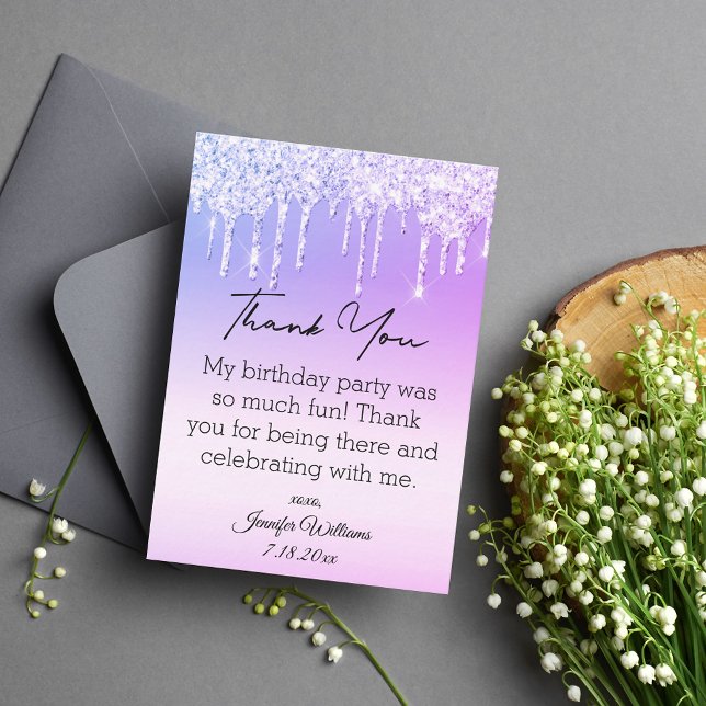thank you sweet 16 ,purple glitters birthday card (Creator Uploaded)