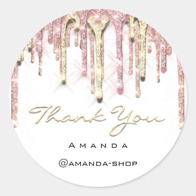 Thank You Sweet 16th Bridal Rose Drip White Classic Round Sticker (Front)