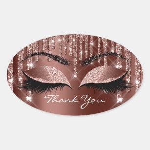 Thank You Sweet 16th Bridal Rose Skinny Eyes Oval Sticker